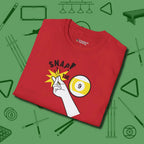 Snap The Nine T-Shirt, folded view, in Red a clean fit for the dirtiest safeties
