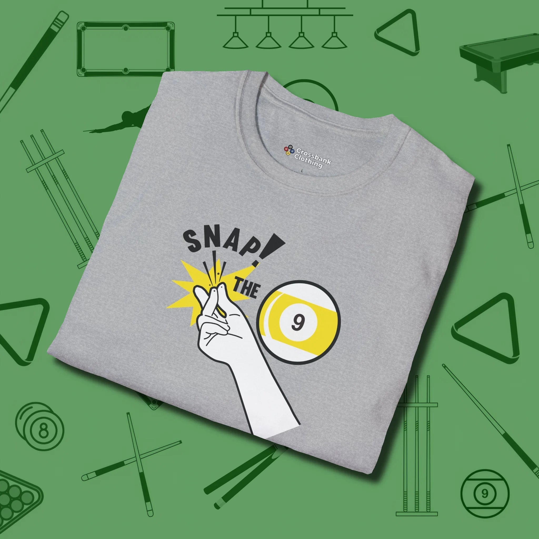 Snap The Nine T-Shirt, folded view, in Sport Grey attitude built for the long haul