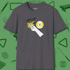 Snap The Nine T-Shirt, front view, in Charcoal subtle drip for serious shooters