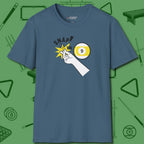 Snap The Nine T-Shirt, front view, in Indigo Blue because you don’t just play — you represent