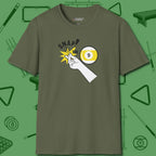 Snap The Nine T-Shirt, front view, in Military Green perfect for players with quiet fire