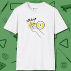 Snap The Nine T-Shirt, front view, in White cue sports swagger done right
