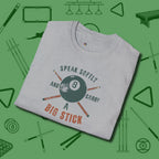 Speak Softly and Carry a Big Stick T-Shirt, folded view, in Sport Grey like your stroke — smooth and deliberate