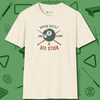 Speak Softly and Carry a Big Stick T-Shirt, front view, in Natural helps your stroke and your style