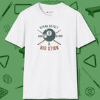 Speak Softly and Carry a Big Stick T-Shirt, front view, in White earns respect before the first shot