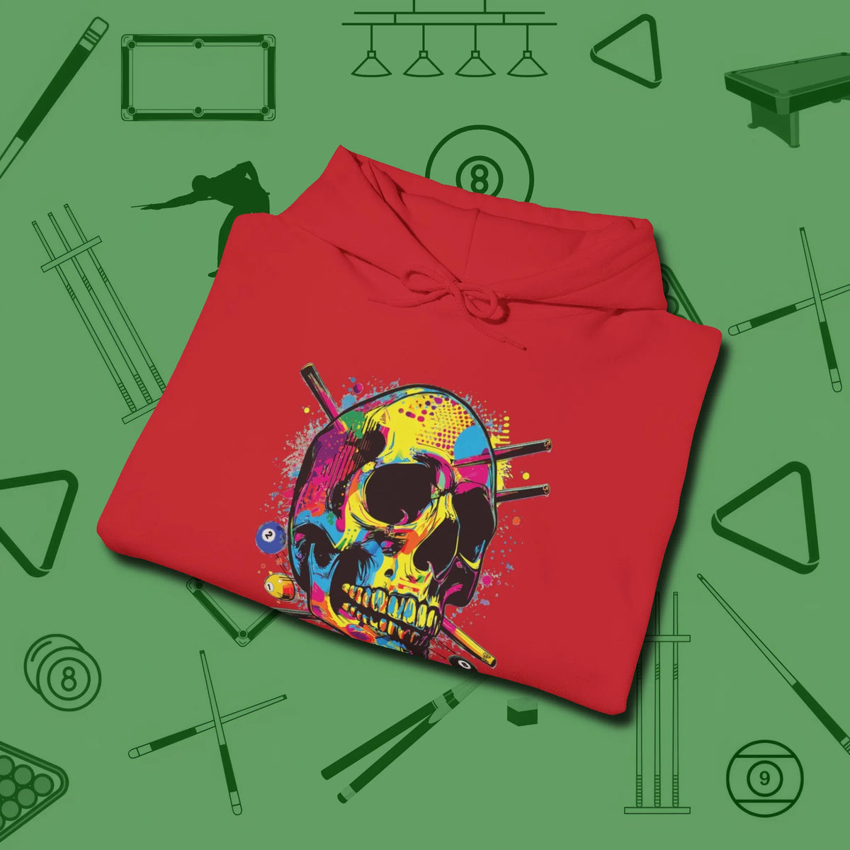 Stabbed Skull Hoodie, folded view, in Red table-tested, street-approved style
