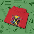 Stabbed Skull Hoodie, folded view, in Red table-tested, street-approved style