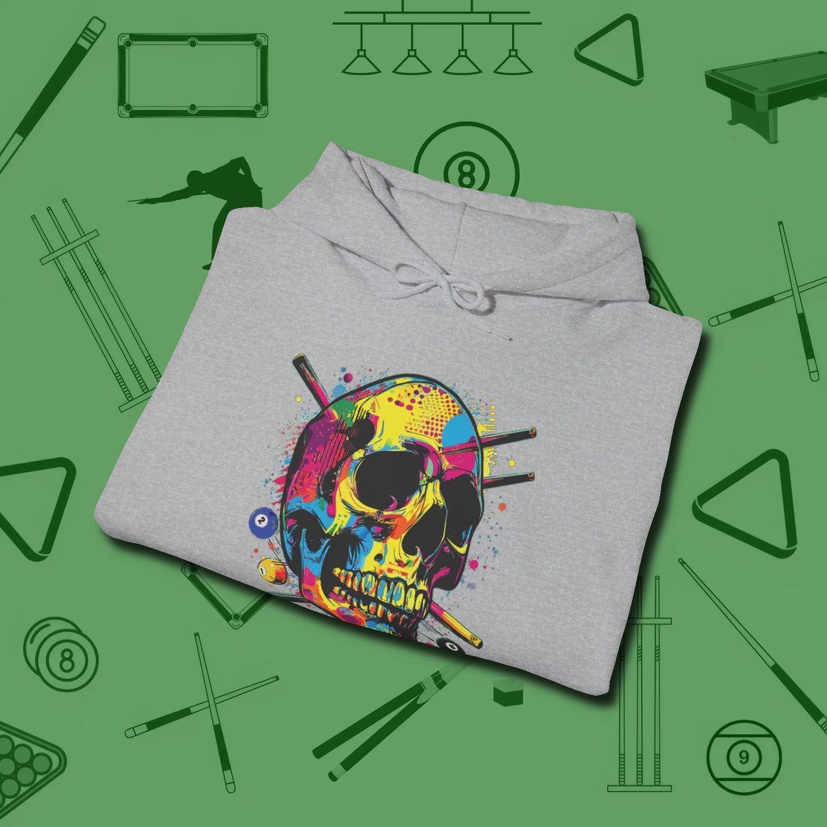 Stabbed Skull Hoodie, folded view, in Sport Grey play in style, win in silence