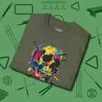 Stabbed Skull T-Shirt, folded view, in Military Green because the table is your battlefield