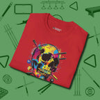 Stabbed Skull T-Shirt, folded view, in Red ideal for clean hits and clean fits