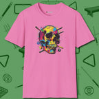 Stabbed Skull T-Shirt, front view, in Azalea play in style, win in silence