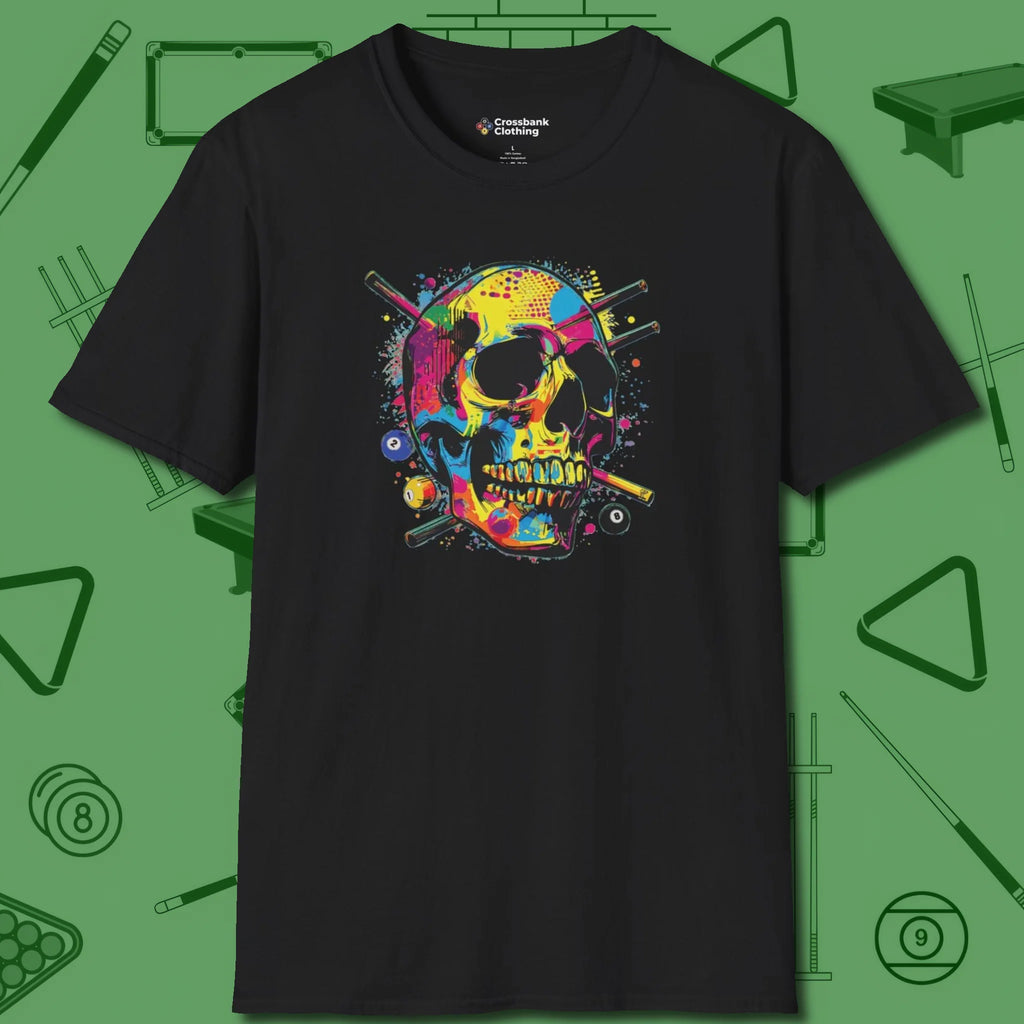 Stabbed Skull T-Shirt, front view, in Black where cue control meets personal style