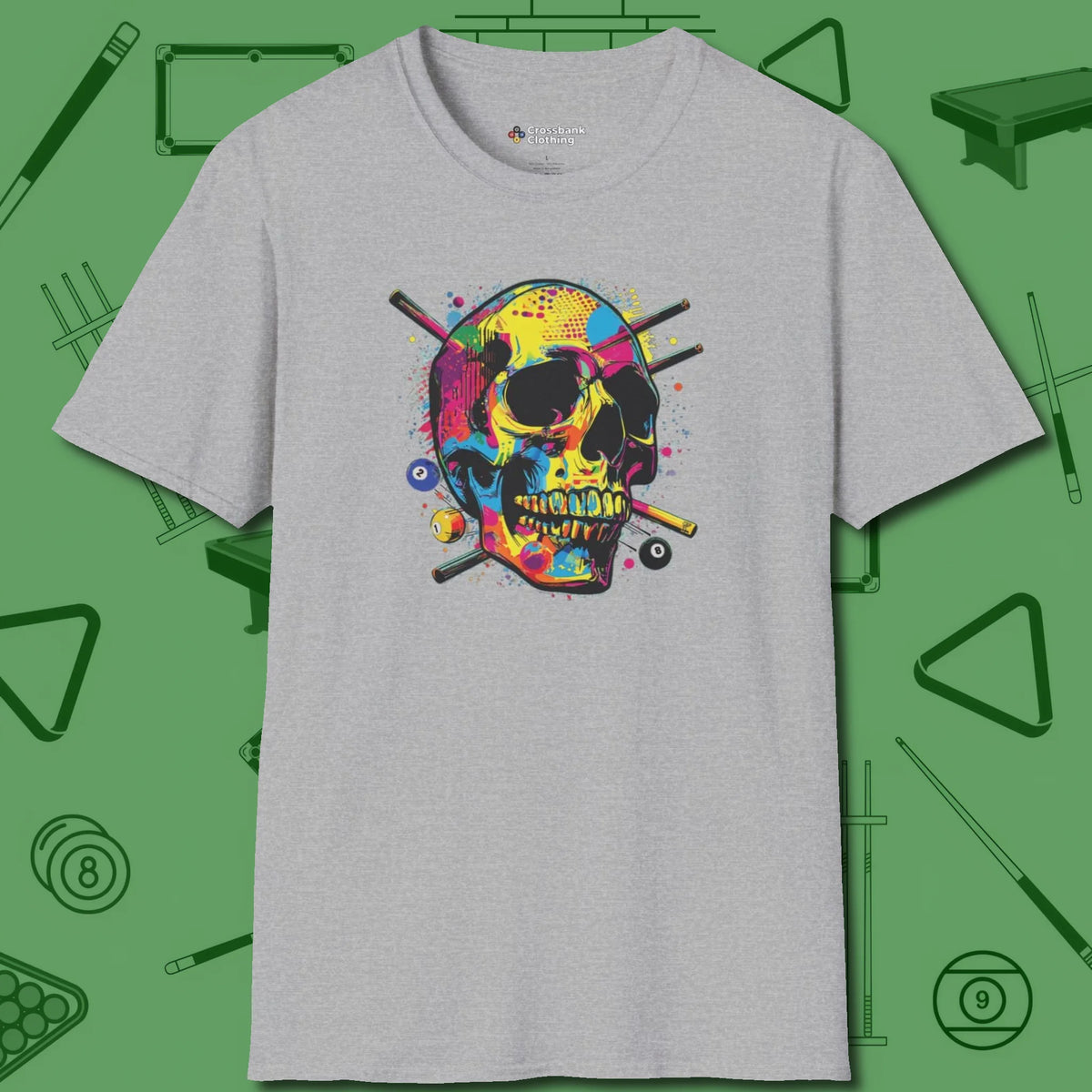 Stabbed Skull T-Shirt, front view, in Sport Grey attitude built for the long haul