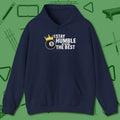 Stay Humble Eight Ball Hoodie, front view, in Navy attitude built for the long haul