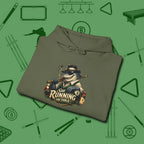 Still Running Shark Hoodie, folded view, in Military Green subtle drip for serious shooters