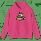 Still Running Shark Hoodie, front view, in Heliconia an extension of your pool persona
