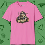 Still Running Shark T-Shirt, front view, in Azalea for players who live the game