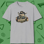 Still Running Shark T-Shirt, front view, in Sport Grey the official uniform of the after-hours crew