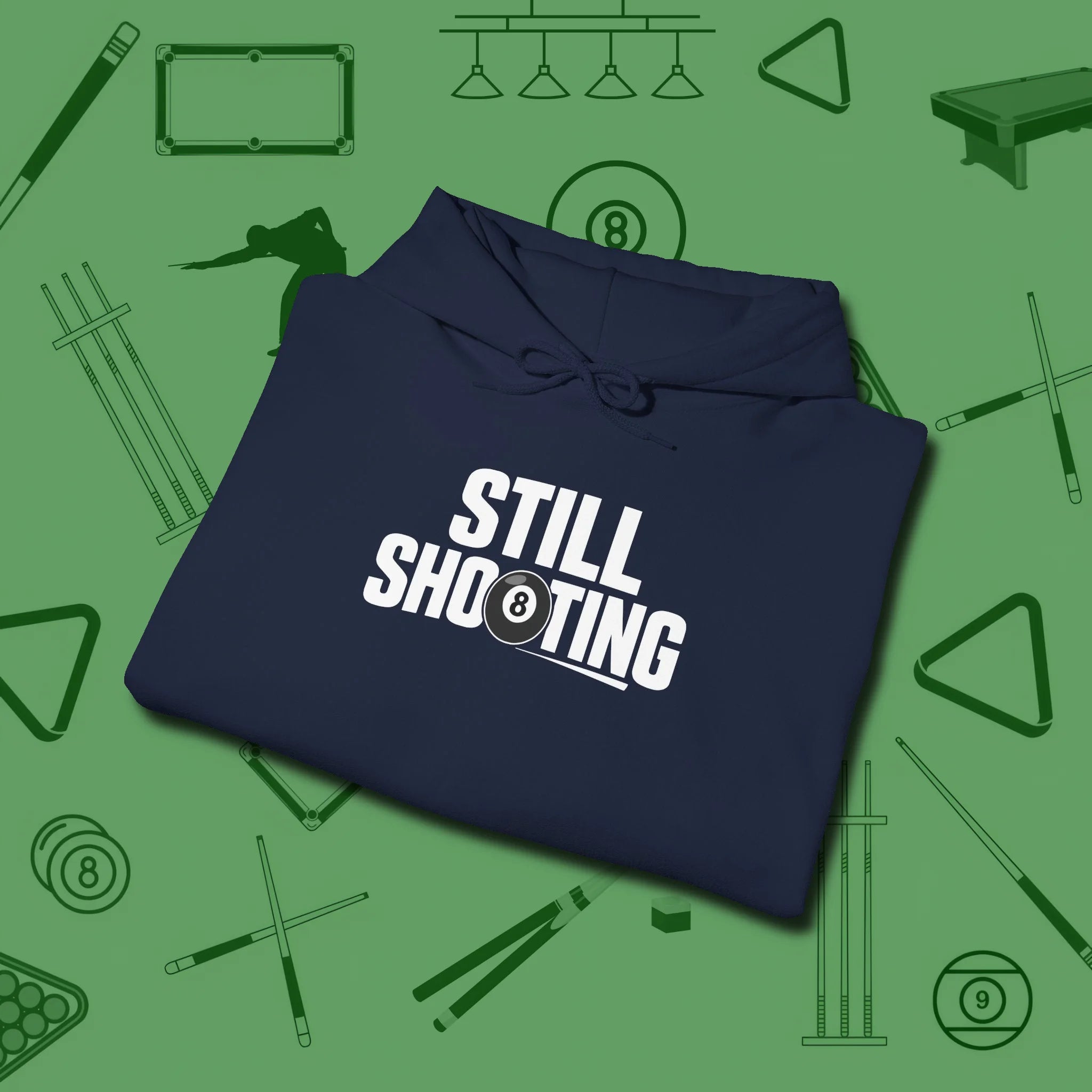 Still Shooting Hoodie, folded view, in Navy smart apparel for strategic players