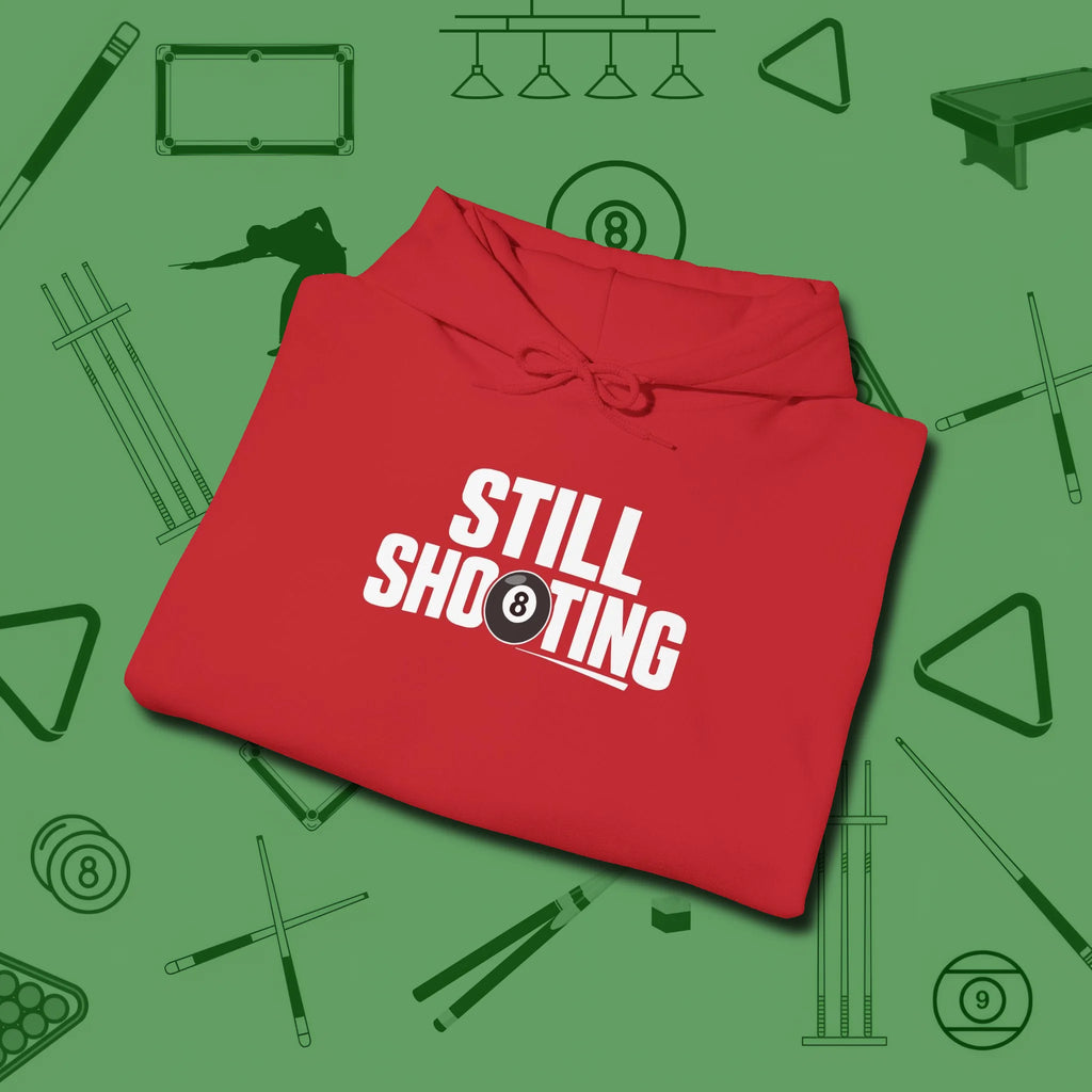 Still Shooting Hoodie, folded view, in Red from chalk to clutch, look the part