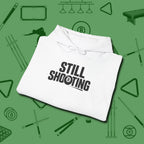 Still Shooting Hoodie, folded view, in White precise, confident, always in control