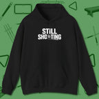 Still Shooting Hoodie, front view, in Black ideal for clean hits and clean fits
