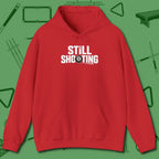 Still Shooting Hoodie, front view, in Red because you don’t just play — you represent