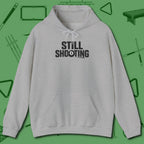 Still Shooting Hoodie, front view, in Sport Grey as serious as your stroke