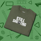 Still Shooting T-Shirt, folded view, in Military Green tough like your favorite break cue