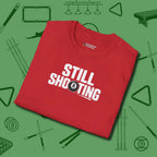 Still Shooting T-Shirt, folded view, in Red a clean fit for the dirtiest safeties