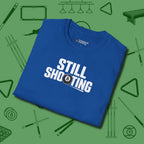 Still Shooting T-Shirt, folded view, in Royal cool under pressure, hot on the eyes