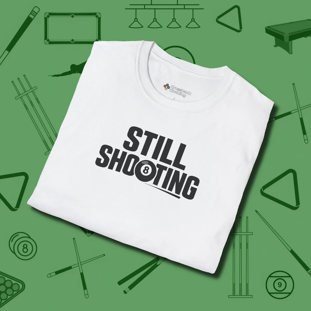 Still Shooting T-Shirt, folded view, in White table-tested, street-approved style