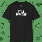 Still Shooting T-Shirt, front view, in Black helps your stroke and your style