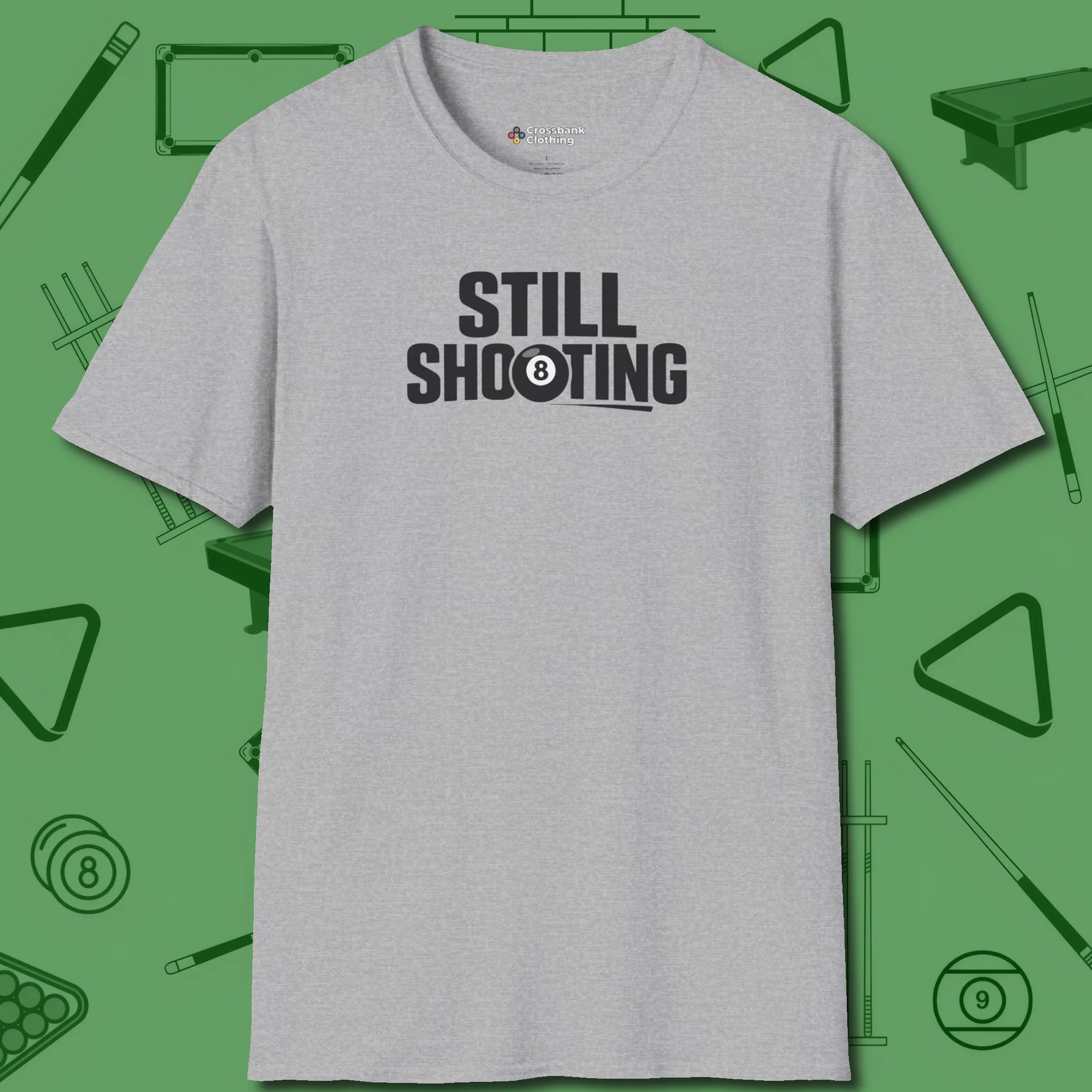 Still Shooting T-Shirt, front view, in Sport Grey smart enough for the felt and the street
