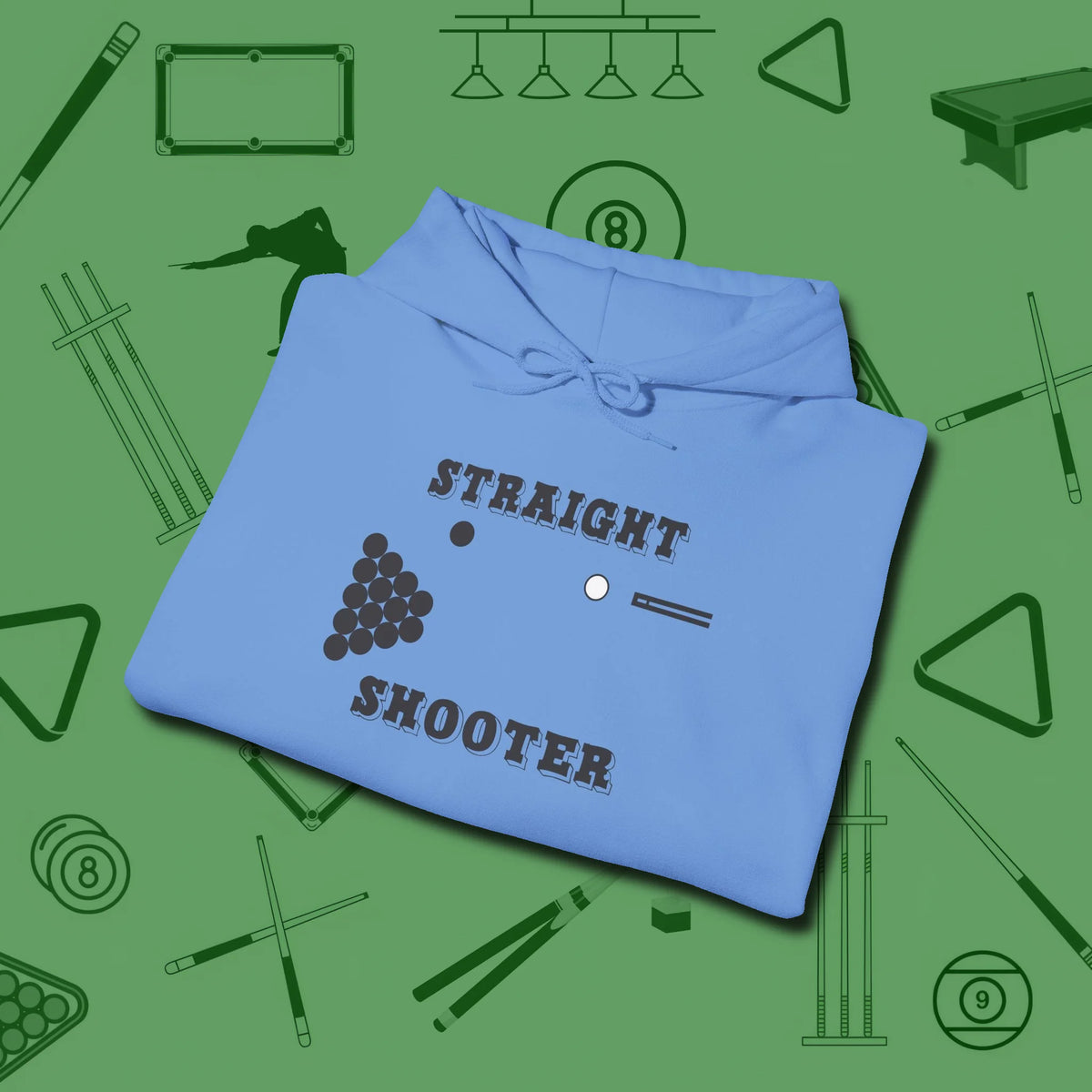 Straight Shooter Hoodie, folded view, in Carolina Blue make every shot — and outfit — count