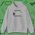 Straight Shooter Hoodie, front view, in Sport Grey helps your stroke and your style