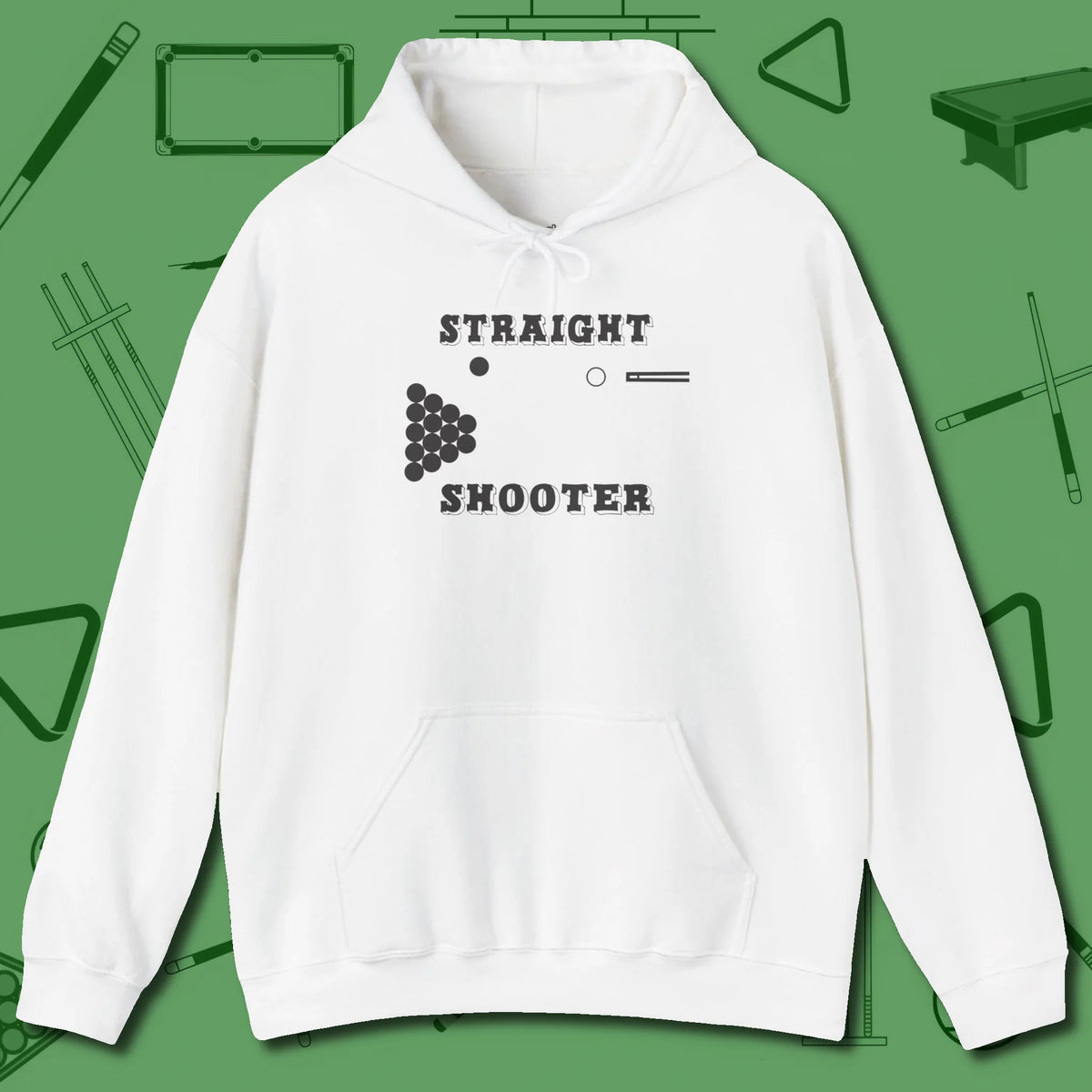Straight Shooter Hoodie, front view, in White smart apparel for strategic players
