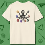 Stripe and Solids Octopus Billiards T-Shirt, back view, in Natural back graphic: octopus billiards