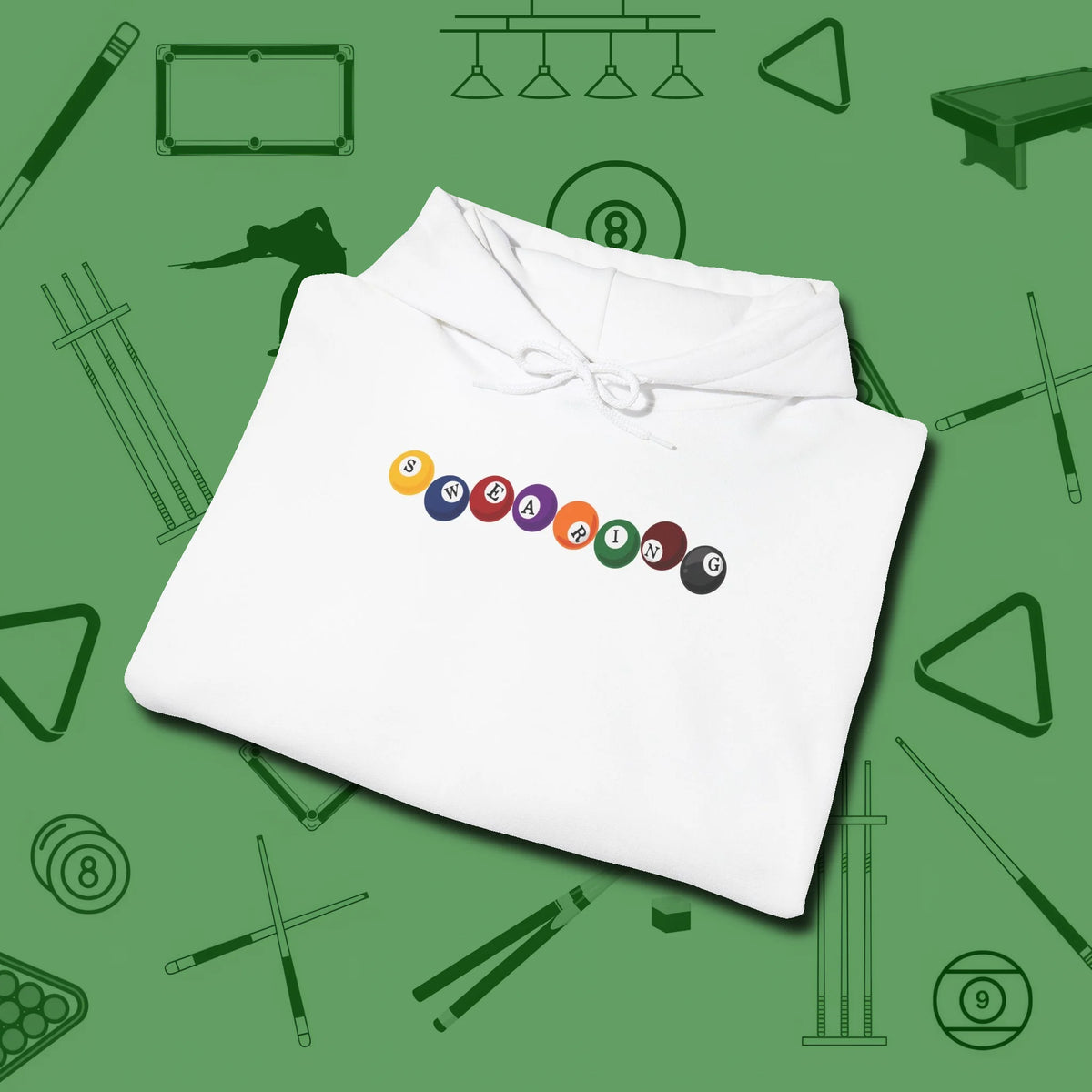 Swearing Balls Hoodie, folded view, in White the official uniform of the after-hours crew