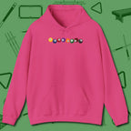 Swearing Balls Hoodie, front view, in Heliconia tough like your favorite break cue