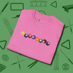 Swearing Ball T-Shirt, folded view, in Azalea attitude built for the long haul