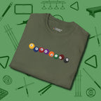 Swearing Ball T-Shirt, folded view, in Military Green strike fear with swagger and precision