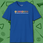 Swearing Pool Balls T-Shirt, in Royal color, billiards shirt, front view