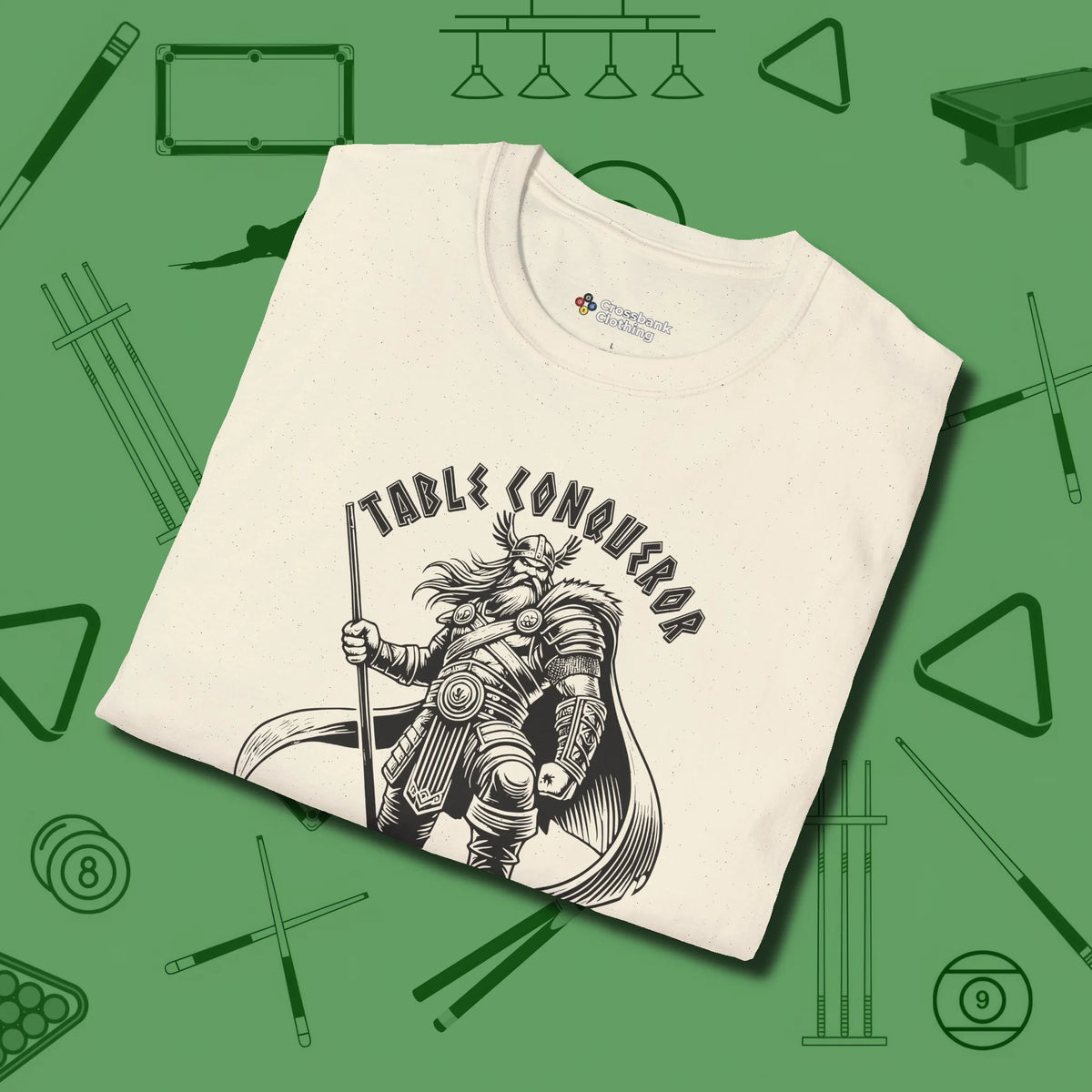 Table Conqueror T-Shirt, folded view, in Natural smart enough for the felt and the street
