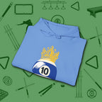 Table Royalty Hoodie, in Carolina Blue color, billiards shirt, folded view