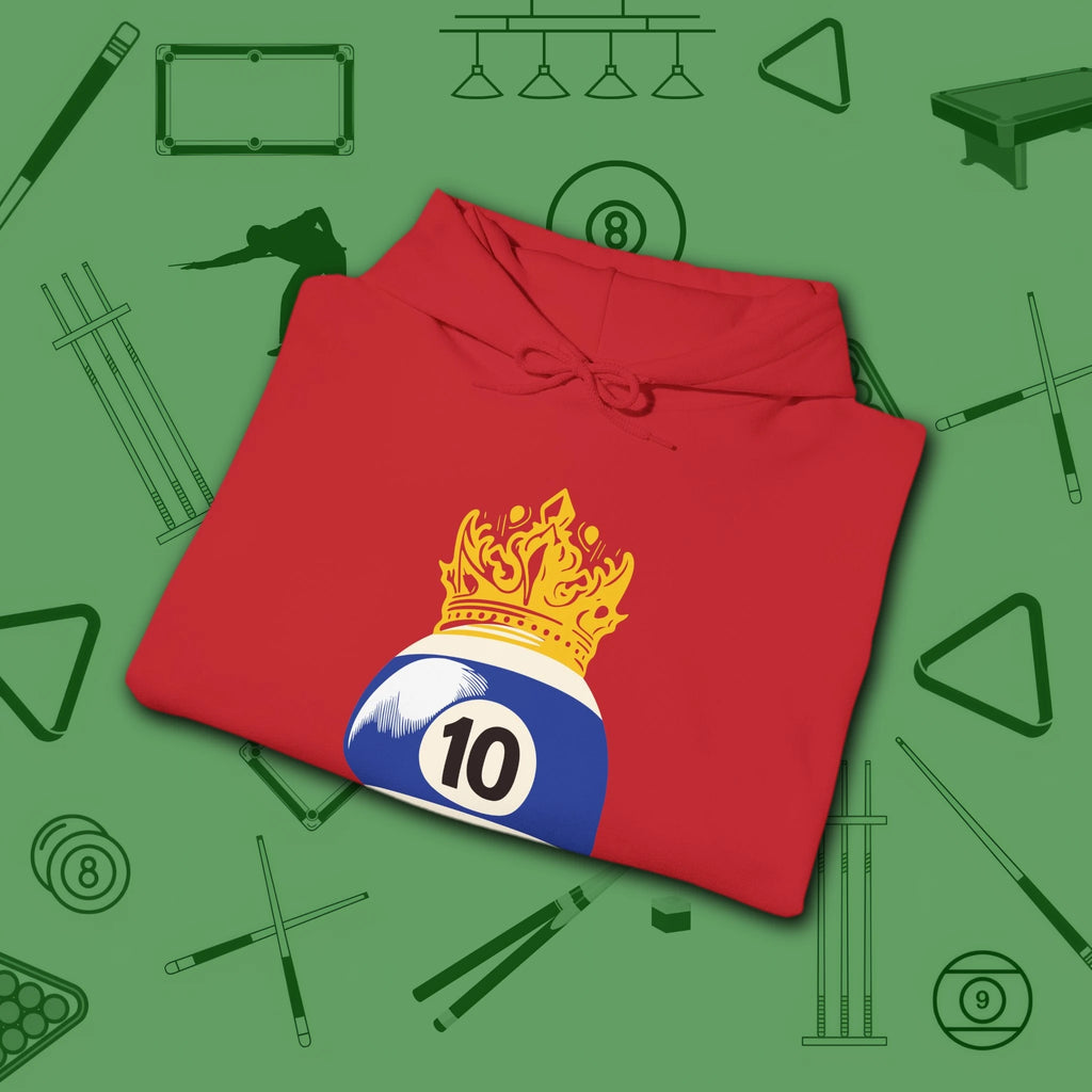Table Royalty Hoodie, in Red color, billiards shirt, folded view