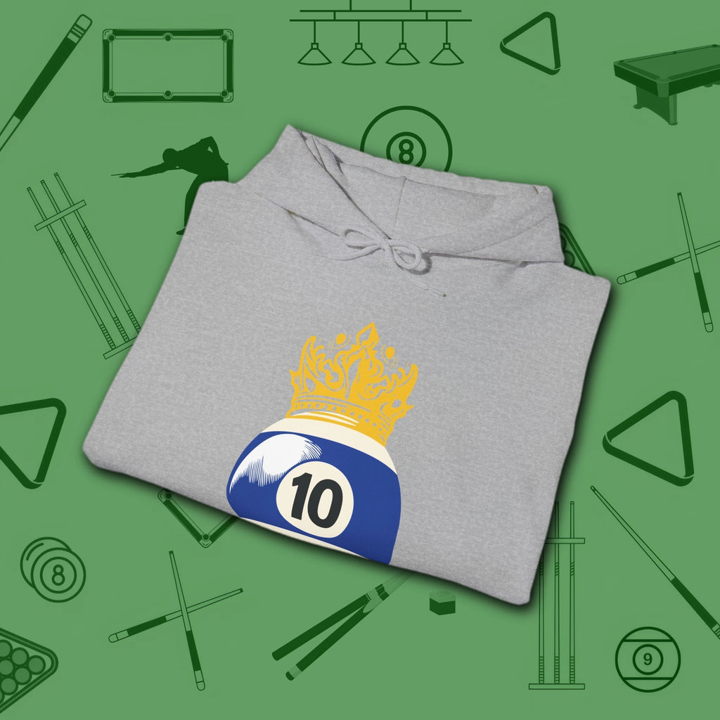 Table Royalty Hoodie, in Sport Grey color, billiards shirt, folded view