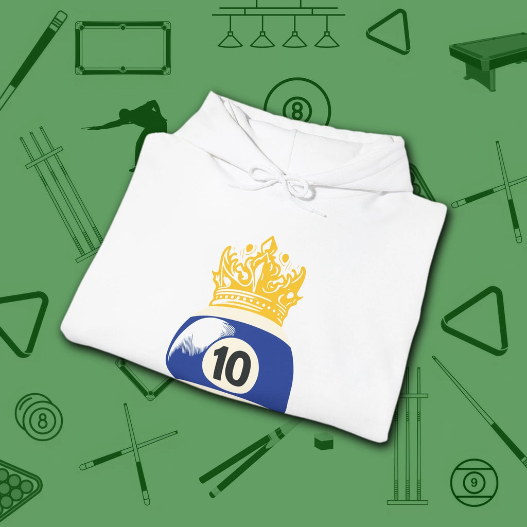 Table Royalty Hoodie, in White color, billiards shirt, folded view