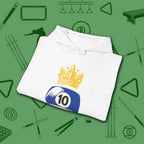 Table Royalty Hoodie, in White color, billiards shirt, folded view