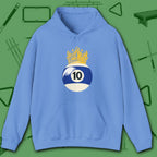 Table Royalty Hoodie, in Carolina Blue color, billiards shirt, front view